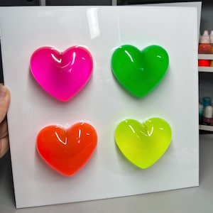 Neon Fluorescent 3D Puffy Heart Wall Hanging: Pop Art Wall Decor (10x10 inches) Happy Love Hearts Wall Art