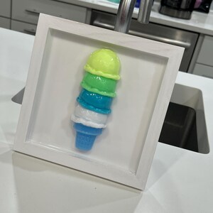 3Dアイスクリーム樹脂ウォールアート：レインボーキャンディポップ