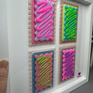3D Pop Art Toaster Pastry Wall Hanging: Handmade Candy Art, Fun Bold Food Frosting Wall Decor OOAK Handmade image 6