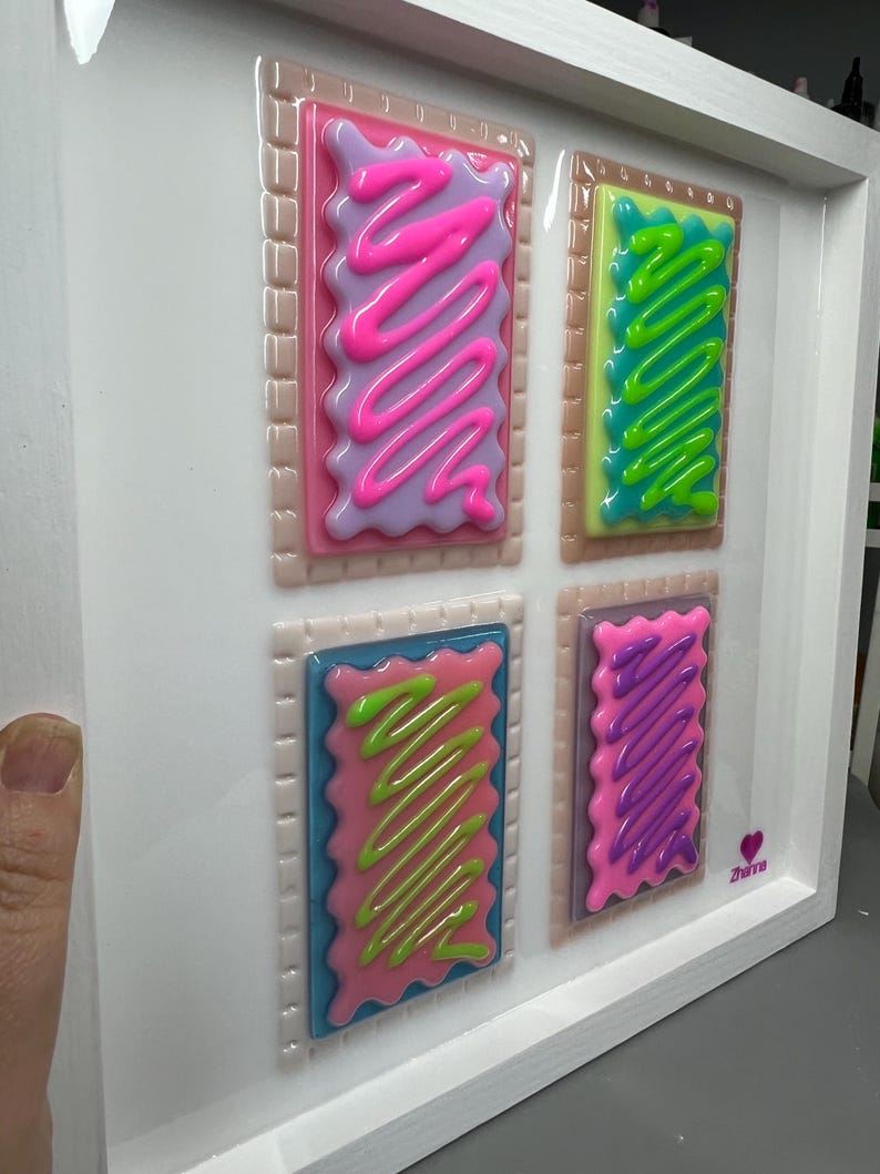 3D Pop Art Toaster Pastry Wall Hanging: Handmade Candy Art, Fun Bold Food Frosting Wall Decor OOAK Handmade image 6