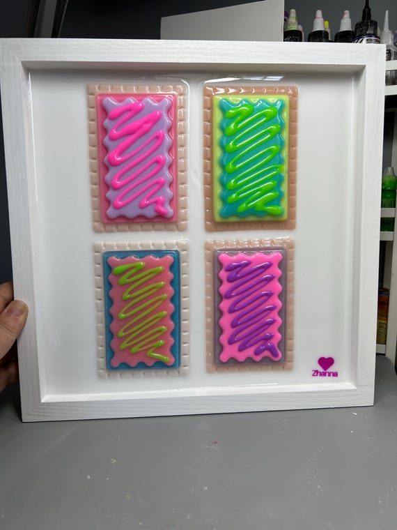 3D Pop Art Toaster Pastry Wall Hanging: Handmade Candy Art, Fun Bold Food Frosting Wall Decor OOAK Handmade
