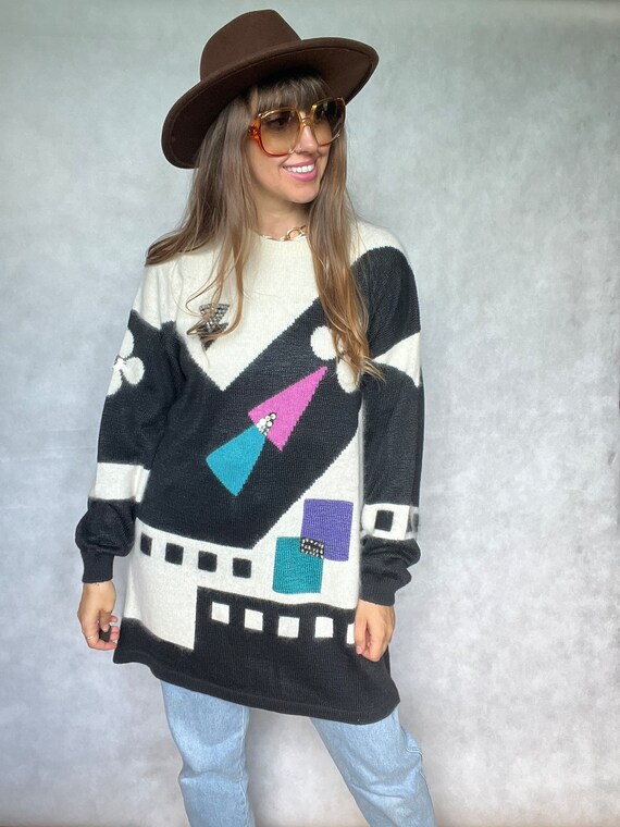 Buy Beautiful Real Vintage Sweater Sequins Patterns 70s Black 