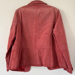 Vintage real suede jacket pink rose woman spring blazer classic minimalistic boho padded M L natural leather image 20