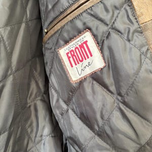 Vintage-Lederjacke, braun, Damen- und Herrenblazer, Oversize, 80/90, Retro-Look, Used-Look, gewaschen, lang, 58/58, XXL/XL, Echtleder Bild 13