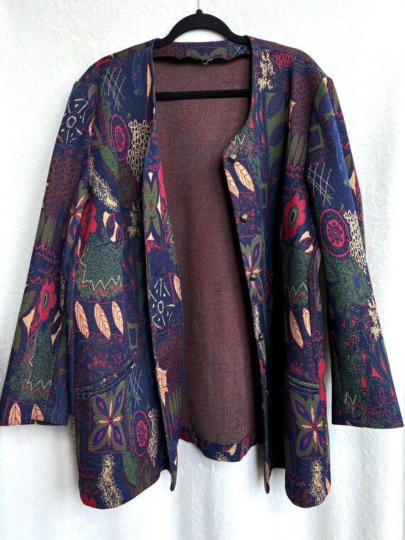 Vintage boho coat jacket blazer patterned abstrac… - image 9
