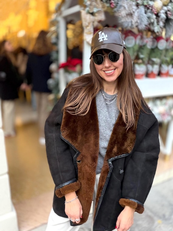 Sheepskin Black Long Sherpa Coat Vail Long Toscana Shearling Coat