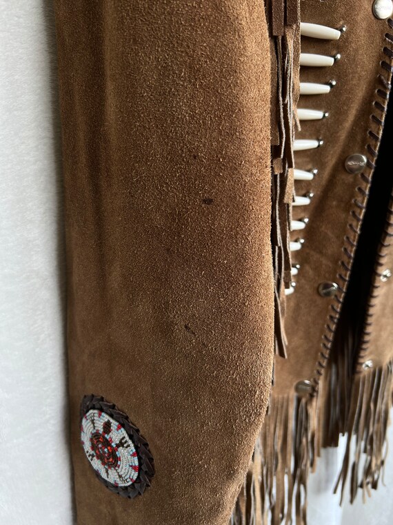 Suede vintage boho Indian jacket fringe fringes w… - image 8