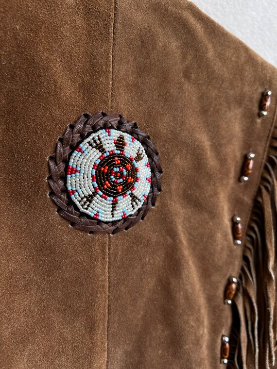Suede vintage boho Indian jacket fringe fringes w… - image 7