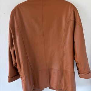 leather vintage jacket bomber brown bat wide arms oversize large woman blazer giacca 80s 70s streetwear retro M/L butterfly padded image 19