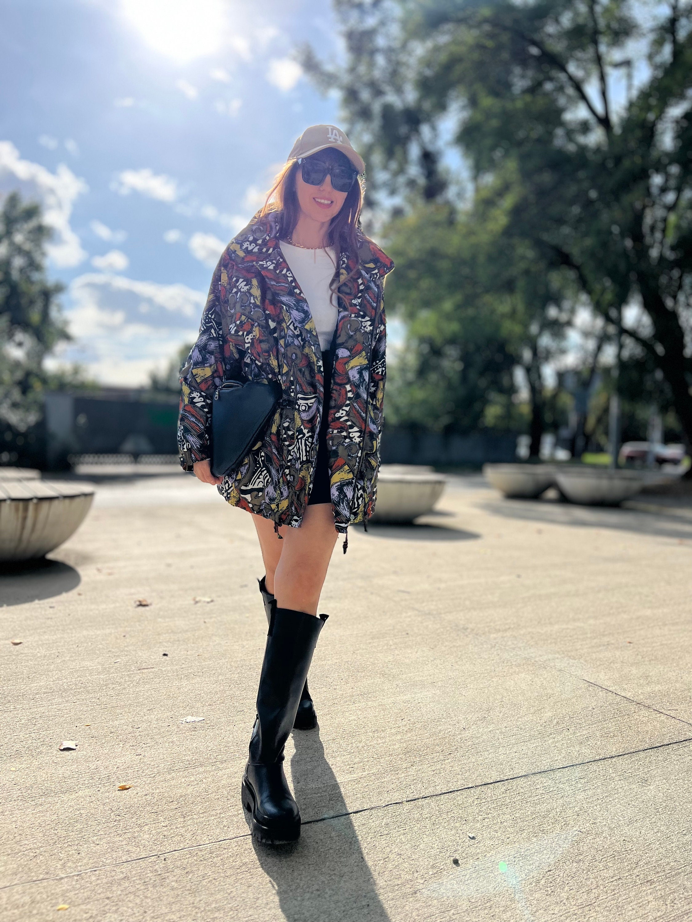 Vintage Oversize Jacket, Colorful, Patterned, Light