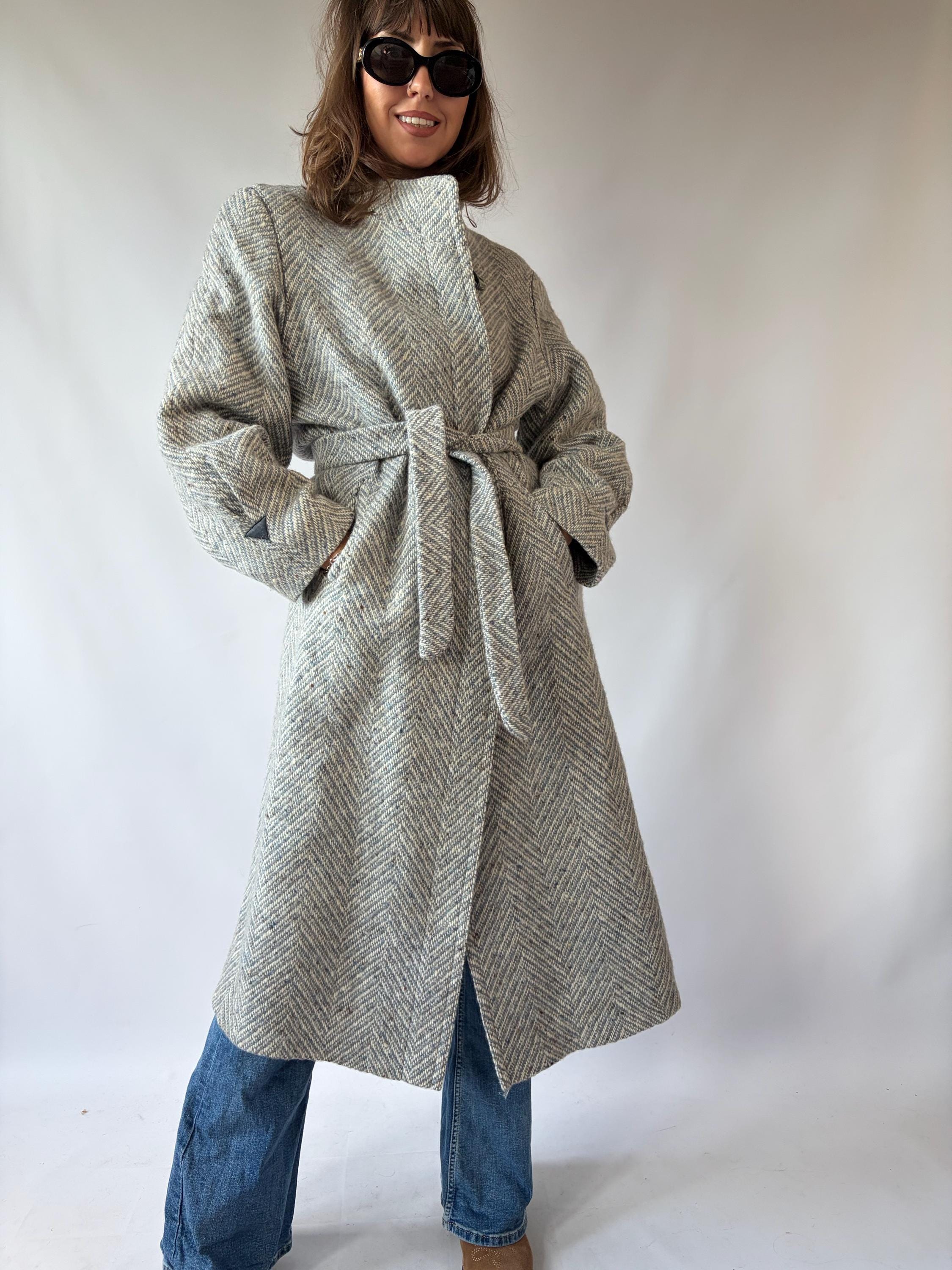 80s Herringbone Coat - Etsy