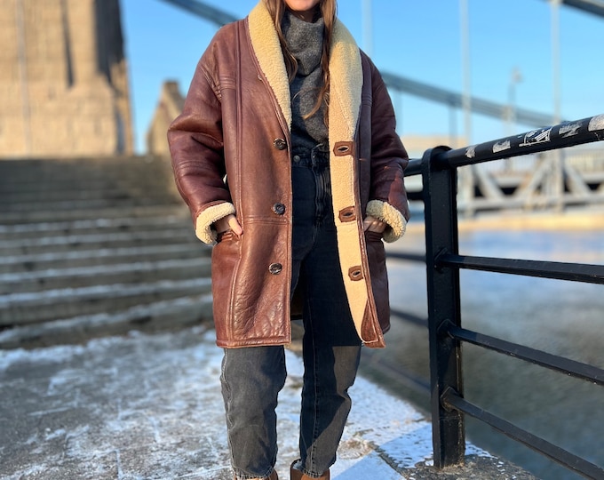Heritage Dark Brown Shearling Long Coat
