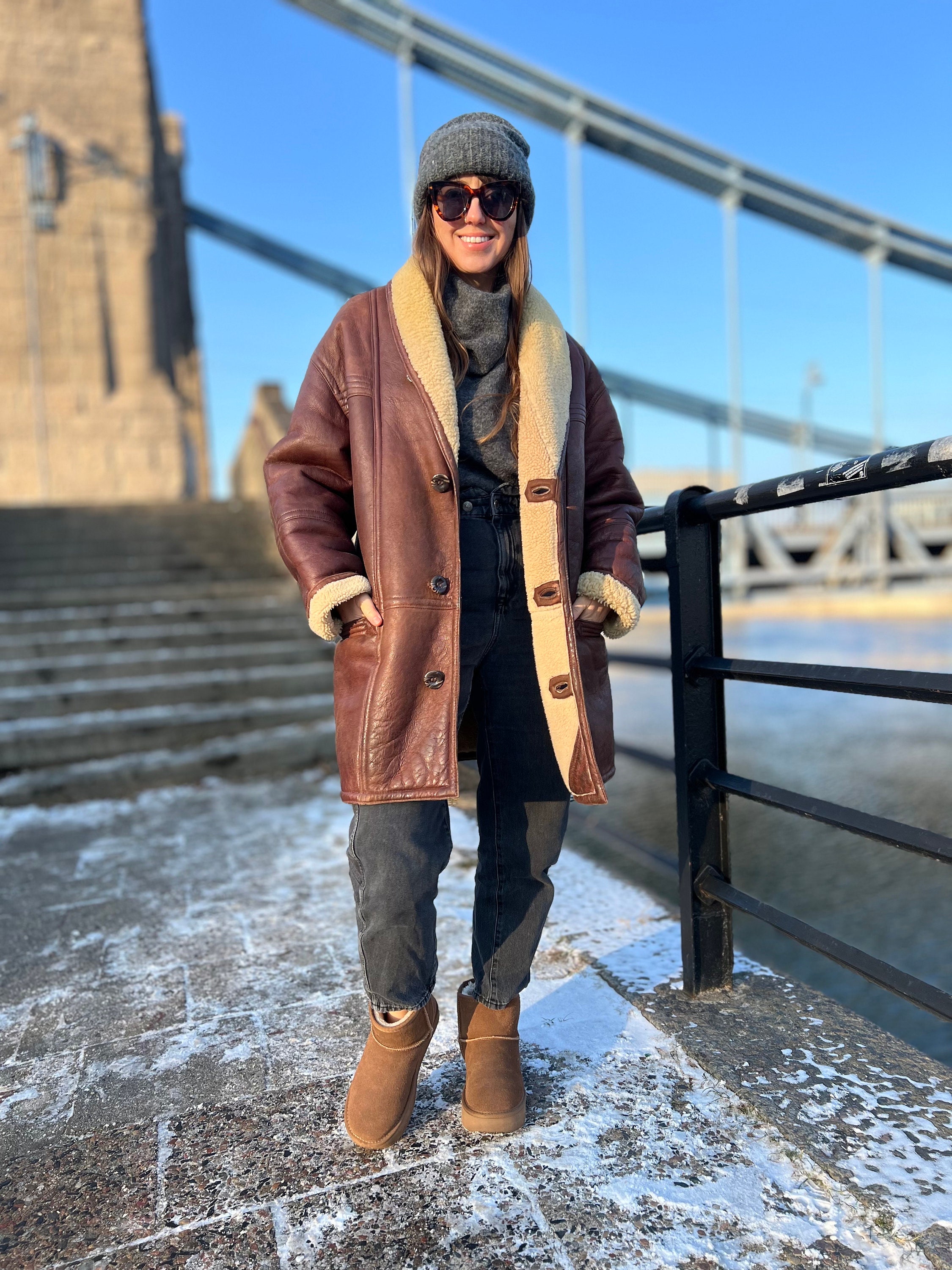 Heritage Dark Brown Shearling Long Coat main image 1