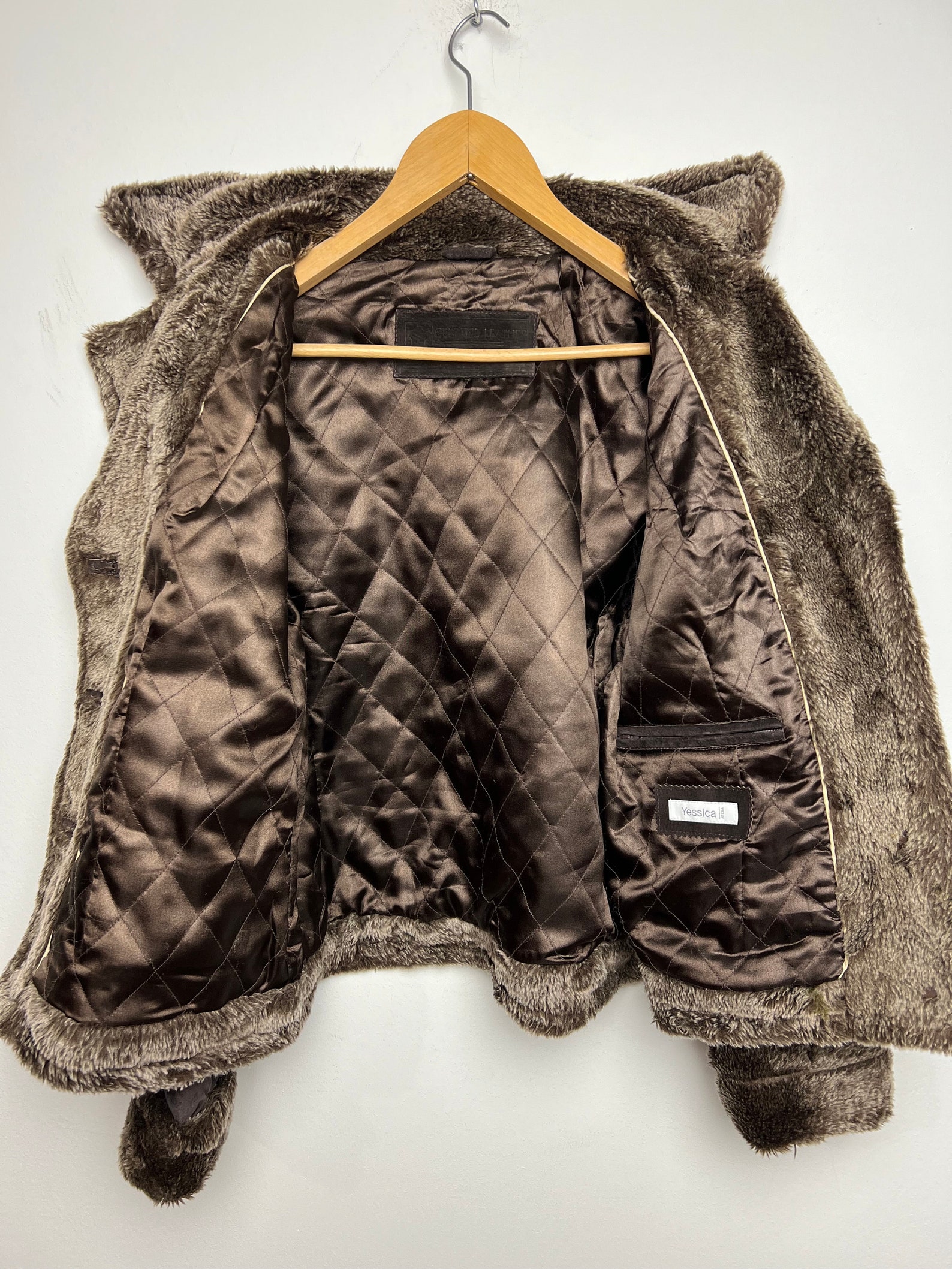Vintage 90s Brown Sheepskin Suede Shearling Button Up Fully Lined Jacket L
