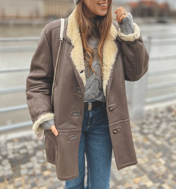 Sheepskin Leather Jacket Leather Natural Shearling Original White