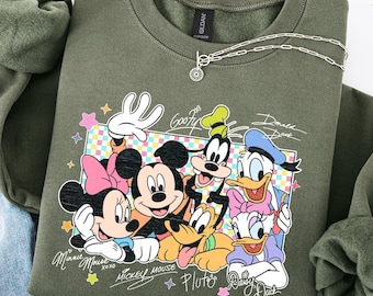 Vintage Mickey and Friends Signatures Sweatshirt,Disney Characters,Mickey&Co,Disneyland Sweatshirt,Disney Trip,Disney Family Vacation