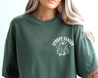 Comfort Colors Spooky Season Shirt,Spooky Shirt,Halloween Shirt, Ghost Shirt,Cute Scary,Autumn Shirt,Halloween Gift,Halloween Sweatshirt