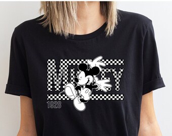 Vintage Retro Mickey Minnie Checkered shirt, Disney checkered shirt, Disney trip 2024 shirt, Mens Womens Disney shirt, Vintage Mickey shirt