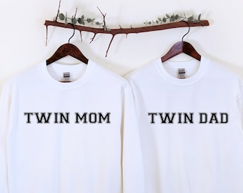 Matching Mom Dad Sweatshirt, Baby Shower Gift,Twin Mom Sweatshirt,Twin Dad Sweatshirt,Father's Day Gift,Mother's Day Gift,New Parents Gift