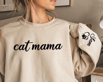 Personalized Cat Mama Sweatshirt with Cats Names,Cat Mom Sweatshirt,Cat Sweatshirt,Cat Names Pullover,Cat with Dogs Names,Gift for mom