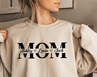 Custom Mama Sweatshirt With Kids Names,Personalized Mom Sweatshirt,Mother's Day Gift,Personalized Name Sweater,New Mom Gift,Gift For Mom