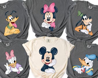 Comfort Colors Watercolor Mickey and Friends Shirt,Disneyland,Disney Trip,Disneyland Family Matching,Disney Family Vacation,Vintage Disney