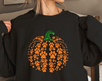 Paw Pumpkin Sweatshirt,Paw Print Sweatshirt,Retro Fall Hoodie,Dog Lover Sweatshirt,Dog Lover Gift,Pumpkin Dog Shirt,Thanksgiving Sweatshirt