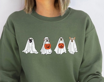 Ghost Dogs Sweatshirt,Halloween Sweatshirt,Ghost Sweatshirt,Halloween Dog,Fall Shirt,Pumpkin Sweater,Spooky Season Sweatshirt,Dog Lover Gift