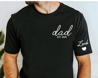Camisa de papá personalizada con nombre de niño en la manga, camisa de papá personalizada, regalo de papá nuevo, regalo para papá, regalos para papá, regalo del día del padre, regalo para papá