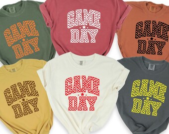 Comfort Colors Checkered Football Game Day Shirt - Women's Tee