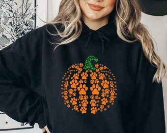 Paw Pumpkin Hoodie,Fall Hoodie,Paw Print Sweatshirt,Dog Lover Sweatshirt,Dog Lover Gift,Pumpkin Sweatshirt,Thanksgiving Sweatshirt,Fall Gift