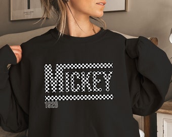 Checkered Mickey Sweatshirt,Checkered Minnie Shirt,Retro Disneyland Sweatshirt,Disney Family Shirt,Vintage Disney Shirt,Retro Disney Shirt