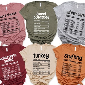 Nutrition Thanksgiving Food Shirts,Funny Thanksgiving Shirts,Thanksgiving Food Shirt,Matching Thanksgiving Shirts,Holiday Family Group Shirt