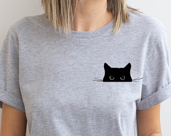 Black Cat Shirt,Halloween Shirt,Cat Mom Shirt,Cat Lover Shirt,Cat Lover Gift,Cat Mom Gift,Cat Peeking Shirt,Kitten Shirt,Cute Cat Shirt