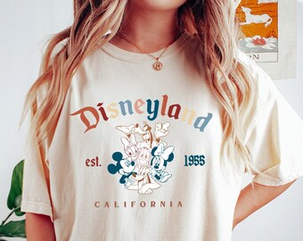 Comfort Colors Retro Mickey And Friends Disneyland Est 1955 Shirt,Vintage Disneyland Sweatshirt,Disneyland Shirt,Family Vacation Sweatshirt