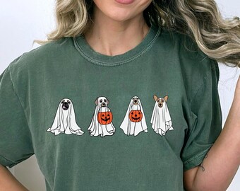 Comfort Colors Ghost Dogs Shirt,Halloween Shirt,Ghost Sweatshirt,Halloween Dog,Fall Shirt,Pumpkin Sweater,Spooky Season Shirt,Dog Lover Gift