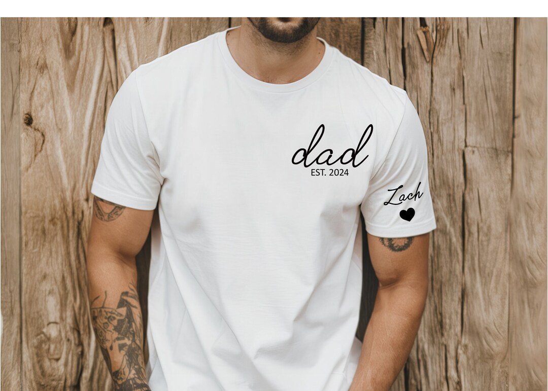 Custom Dad Shirt With Kid Name on Sleeve,personalized Dad Shirt,new Dad ...