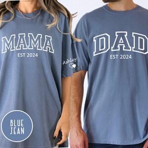 Comfort Colors Custom Mama and Dad Shirt With Kid Name on Sleeve ...