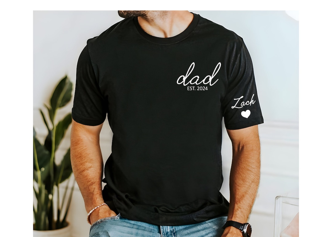 Custom Dad Shirt With Kid Name on Sleeve,personalized Dad Shirt,new Dad ...