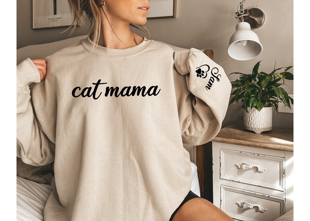 Personalized Cat Mama Sweatshirt With Cats Names,cat Mom Sweatshirt,cat