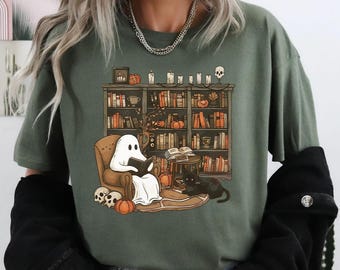 Ghost Reading Book Shirt,Reading Shirt,Book Lover Gift,Librarian Ghost Halloween,Halloween Sirt, Halloween Gift,Boo Shirt,Ghost Shirt