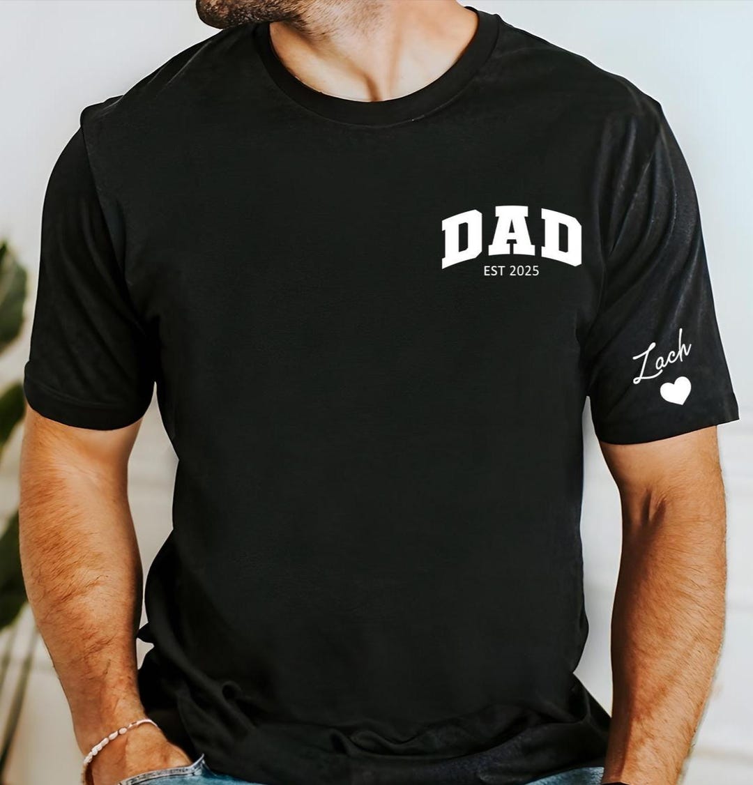 Custom Dad Shirt With Kid Name on Sleeve,personalized Dad Shirt,new Dad ...