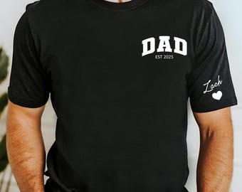 Custom Dad Shirt with Kid Name on Sleeve,Personalized Dad Shirt,New Dad Gift,Gift for dad,Gifts for Dad, Father's Day Gift,Gift for dad