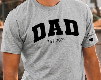 Custom Dad Shirt with Kid Name on Sleeve,Personalized Dad Shirt,New Dad Gift,Gift for dad,Gifts for Dad, Father's Day Gift,Gift for dad