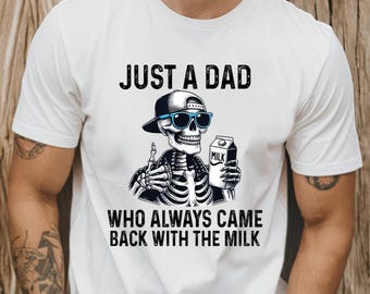 Camiseta "Solo un papá que siempre volvió con la leche", camiseta "Papá Mapache", regalo divertido para papá, regalo divertido para el Día del Padre, regalo para papá primerizo, camiseta divertida para papá