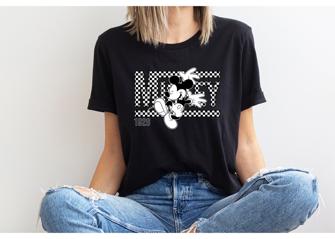 Vintage Retro Mickey Minnie Checkered Shirt, Disney Checkered Shirt