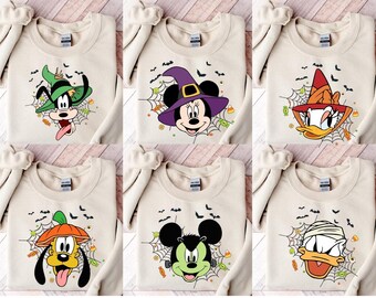 Vintage Disney Mickey and Friends Characters Halloween Sweatshirt,Disney Halloween Shirt,Halloween Disney Shirt,Disney Halloween Sweatshirt