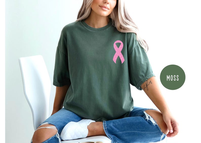 Comfort Colors Glitter Pink Ribbon Shirt,breast Cancer Shirt,cancer