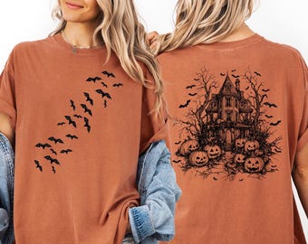 Haunted House Halloween Bat Shirt,Haunted House Shirt,Halloween Shirt,Halloween Gift,Spooky Season,Halloween Horror Shirt