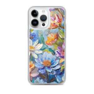 Flower phone case, clear case, cottagecore, gift for her, mothers day gift, birthday gift, trendy, floral, watercolor, aesthetic,pretty case
